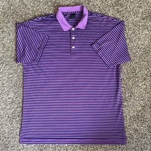 Dunning Golf Men’s Purple & Navy Striped Polo w/Logo Size XL